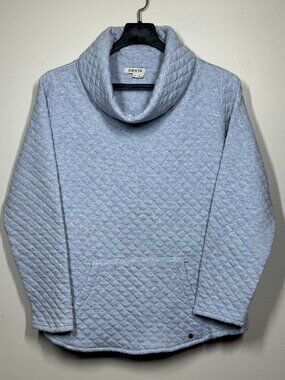 Orvis Light Blue Quilted Cowl Neck Pullover Sweatshirt Small